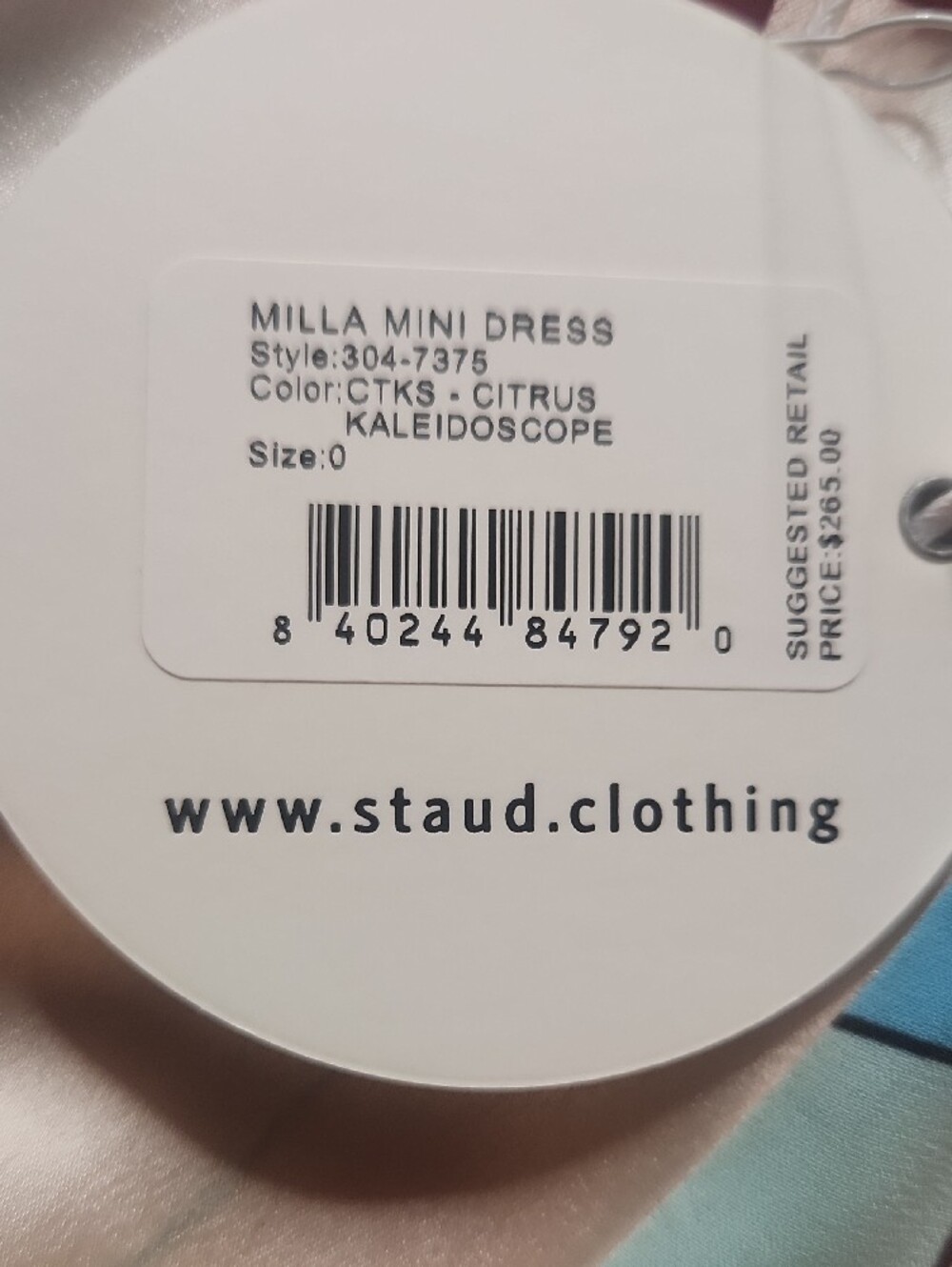 Staud Milla Citrus Kaleidoscope Mini Dress Size 0 Nwt - Picture 11 of 16